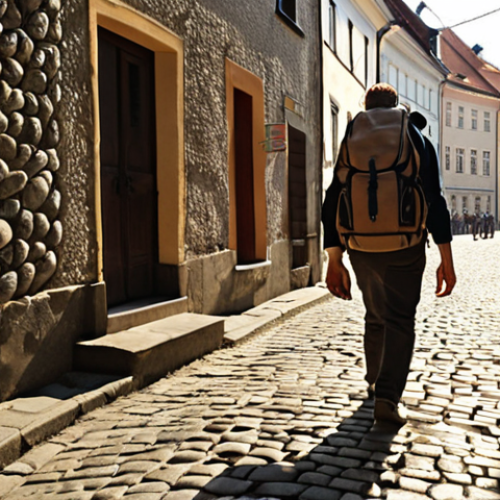 Home 13 The Weight and the Release**
A person, initially hunched and burdened, carrying an invisible heavy backpack made of dark, rough stones, stands on a sun-dappled, historic cobblestone street, reminiscent of Krakow's Kazimierz. In a seamless transition, the backpack visually dissolves into shimmering light, and the person stands tall, looking up with a profound sense of relief, freedom, and newfound lightness. The scene emphasizes the physical manifestation of emotional weight being lifted.
**