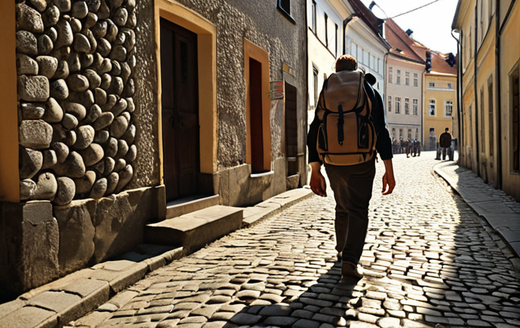 The Weight and the Release**
A person, initially hunched and burdened, carrying an invisible heavy backpack made of dark, rough stones, stands on a sun-dappled, historic cobblestone street, reminiscent of Krakow's Kazimierz. In a seamless transition, the backpack visually dissolves into shimmering light, and the person stands tall, looking up with a profound sense of relief, freedom, and newfound lightness. The scene emphasizes the physical manifestation of emotional weight being lifted.
**